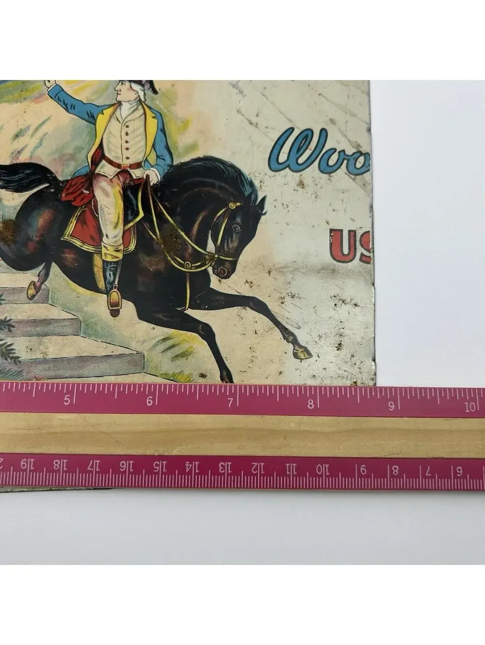 Antique Putnam Dyes Tin Cabinet Sign Putnam Israel Revolutionary War Ride J2